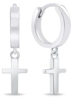 Produktbild von Creolen aus Silber mit Kreuz-Motiv