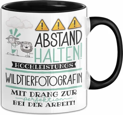 Produktbild von Wildtierfotografin Tasse Geschenk Lustig Abstand Halten Hochleistungs-Wildtierfotografin Mit Drang Zur Perfektion Bei Der Arbeit (Schwarz)
