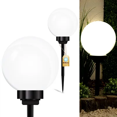 Obrázek produktu pro LUMILED solární světlo zahradní solární lampa se zemním hrotem LED solární koule pro venkovní chladnou bílou 6500K solární zahradní světlo 25 cm solární LED světla cesty zemní světlo 1 kus