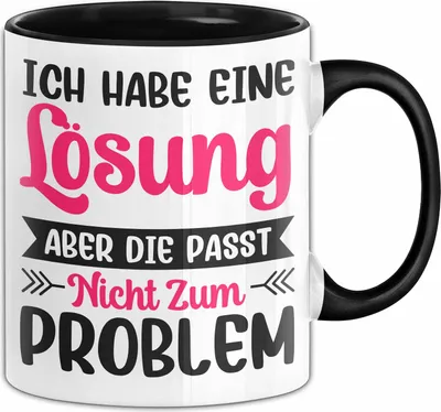 Produktbild von Ich Habe Eine Lösung Tasse Geschenk Büro Humor Sarkasmus Becher Geschenkidee (Schwarz)