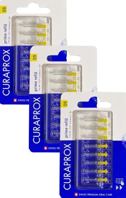 Produktbild von 3x Curaprox Interdentalbürsten CPS 09 gelb -Prime refill (0,9mm - 4,0mm)  - 3x 8 Stück