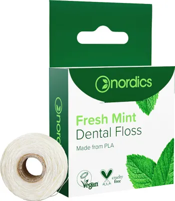Zdjęcie produktu dla Nordics Nić dentystyczna ze skrobi kukurydzianej Świeży Mentol 50m