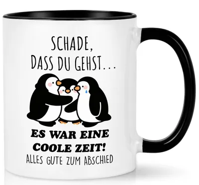 Abschiedsbecher mit Spruch, 320 ml, schwarz, Keramik