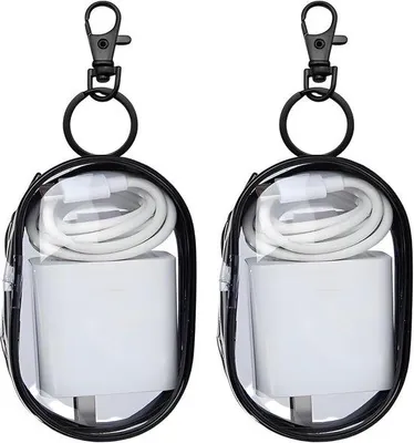 Produktbild von 2 x Kabelhalter, Organizer für Kabels, Mini-Ladekabel-Tasche, tragbare transparente Kabelbox, Schwarz
