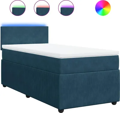 Produktbild von vidaXL Boxspringbett mit Matratze Blau 90x200 cm Samt