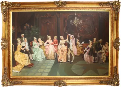Produktbild von Riesiges Handgemaltes Barock Öl Gemälde Konzert im Ballsaal Gold Prunk Rahmen 225 x 165 x 10 cm - Massives Material