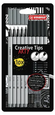 Obrázek produktu pro STABILO Creative Tips, 2 barva/barev, Černá, Světle šedá, 0,2 mm, 1 mm, Černá, Šedá, Inkoust na vodní bázi