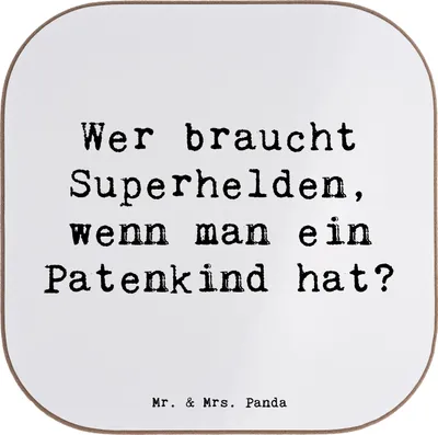 Produktbild von Mr. & Mrs. Panda Personalisierte Untersetzer Patenkind Wunder - Weiß - Geschenk, herzerwärmende Sprüche, Personalisierter, Patenschaft, Glasuntersetzer personalisiert