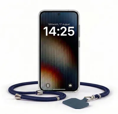 Produktbild von Handyhülle für Samsung Galaxy S26 mit Handykette Band in Blau Kordel Hülle Case Schutzhülle Transparent