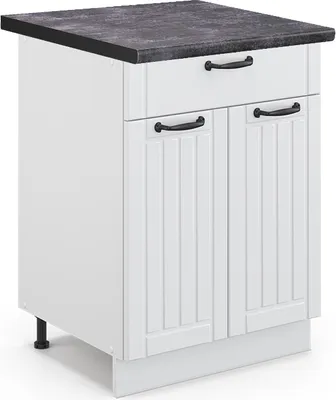 Image de Meuble cuisine Vicco Fame-Line Blanc campagne 60cm avec tiroir, PT Anthracite, Model 46121