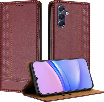 Produktbild von Handyhülle für Samsung Galaxy M54 5G Leder Flip Klappbare Schutzhülle mit Standfunktion Dunkelrot