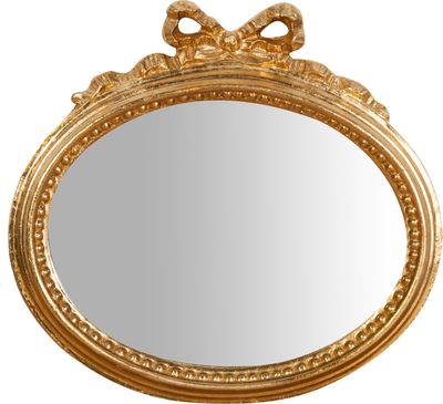 Spiegel oval mit rahmen 28 x 27 cm, Spiegel oval holz,  Wandspiegel massivholz, Gold