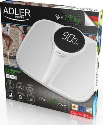 Obrázok produktu pre Adler AD8172W Digitálna osobná váha s vysokou presnosťou 180 kg, LED displej, automatické vypnutie bielej farby