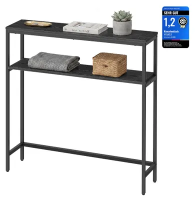 Obrázek produktu pro VASAGLE Konzolový stolek, úzký stolek k pohovce s 2 úložnými prostory, rozměry 20 x 80 x 80 cm, vhodný do předsíně