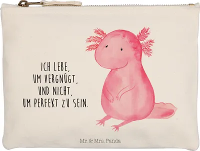 Produktbild von Mr. & Mrs. Panda Pouch Axolotl Niedlich Grösse XL Große - Weiß - Geschenk, Liebe, toiletry bag, Kosmetiktasche, Axolot, Weisheit, Freundin, Etui, Mäppchen, Lebensweisheit