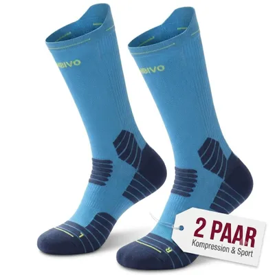 Produktbild von CAMBIVO 2 Paar Sportsocken Damen Herren 10-15 mmHg, Kompressionssocken für Laufen, Tennis, Fußballtraining und Alltag