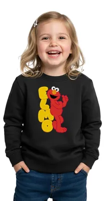 Produktbild von Spreadshirt Sesamstraße Elmo Mit Schriftzug Kinder Premium Pullover, 122/128 (6 Jahre), Schwarz