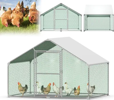 Produktbild von XMTECH 3x2x2m Hühnerstall Tiergehege Freilaufgehege Tierlaufstall mit PE-Schattendach, Verzinkter Stahlrahmen, Außenzaun Verwendet für Hühner, Geflügelställe, Kleintiere