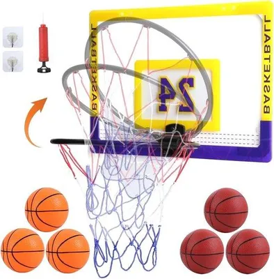 Immagine prodotto di Set da basket da interno per bambini - Set da basket da cortile con 6 palloni da basket per la cameretta dei bambini - per ragazzi, ragazze e adulti