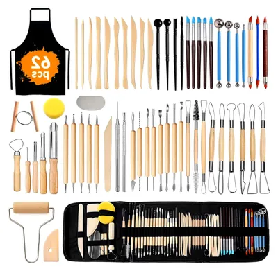 Produktbild von Modellierwerkzeug-Set mit 62 Teilen für Keramik und Töpferkunst