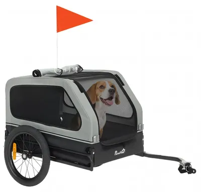 Produktbild von PawHut Fahrradanhänger Hunde Faltbar Hundeanhänger mit herunterklappbare Rampe