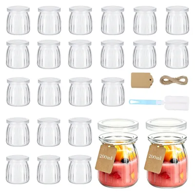 24 transparente Dessertgläser 200 ml mit Deckel, spülmaschinenfest