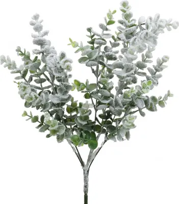 Produktbild von Künstlicher Eukalyptuszweig beschneit Deko Weihnachten 48cm künstliches Grünpflanze Tischdeko Adventskranz