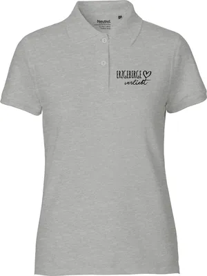 Produktbild von Huuraa Damen Polo Shirt Erzgebirge verliebt XL Sport Grey Bio Baumwolle Fairtrade Poloshirt Geschenkidee