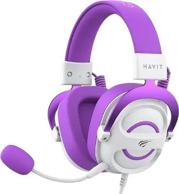 Zdjęcie produktu dla Havit H2002E - słuchawki gamingowe, biało-fioletowe, Przewodowa, 20 - 20000 Hz, Gaming, 298 g, Słuchawki, Fioletowy, Biały