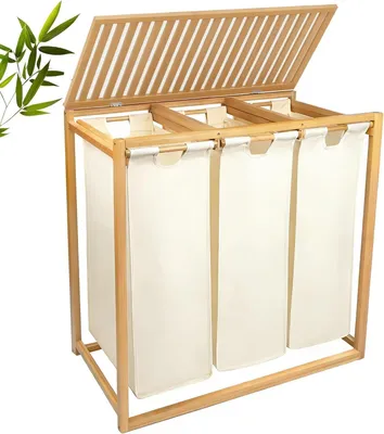 Productafbeelding van Wasmand met 3 Compartimenten en 150 L Capaciteit