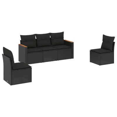 Imagen del producto de Set de muebles de jardín 5 pzas y cojines ratán sintético