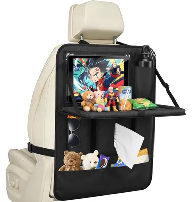 Produktbild von Cozary Rückenlehnenschutz Auto mit Klapptisch und Tablet Tasche, Autositz Organi