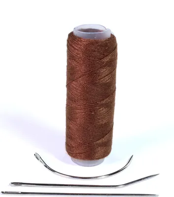 Image de hair2heart Extension Tools - Set de tressiers avec aiguille et fil pour la méthode de tissage des extensions, pour les extensions de cheveux, pour attacher les baguettes - brun clair