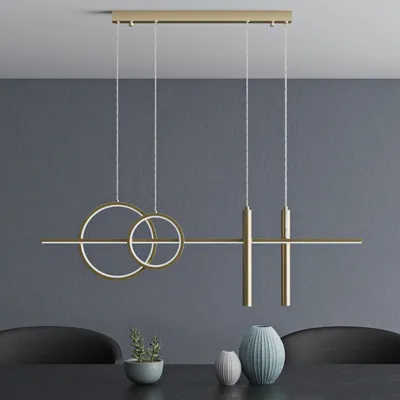 Produktbild von Mai & Mai Pendelleuchte 100cm LED Hängelampe Linear design 3000K/4000K/6000K Verstellbares Kabel 38W Gold Hängeleuchte für Esszimmer Wohnzimmer Schlafzimmer