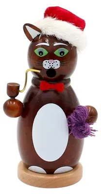 Image de Figurine en bois moderne représentant un chat, environ 13 cm