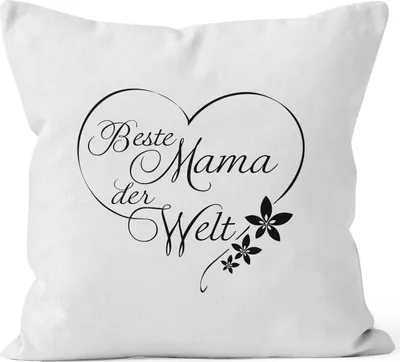 Produktbild von Kissenbezug Beste Mama der Welt Geschenk für Mutter Muttertag 40x40 Baumwolle MoonWorks® weiß unisize