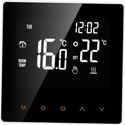 Obrázek produktu pro Inteligentní termostat Voda/plynový kotel Digitální regulátor teploty Dotykový LCD displej Týdenní programovatelná funkce proti zamrznutí Termostat pro ohřev vody pro domácnost Škola Kancelář Hotel