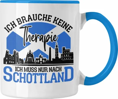 Produktbild von Trendation - Tasse Schottland Urlaub Geschenk für Schottland Fans Ich Brauche Keine Therapie (Blau)