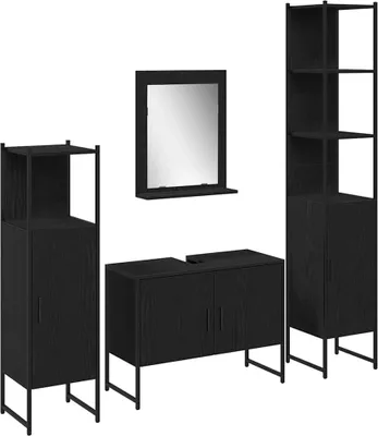 Immagine prodotto di vidaXL Set di mobili da bagno con ripiano 4 pezzi in legno nero