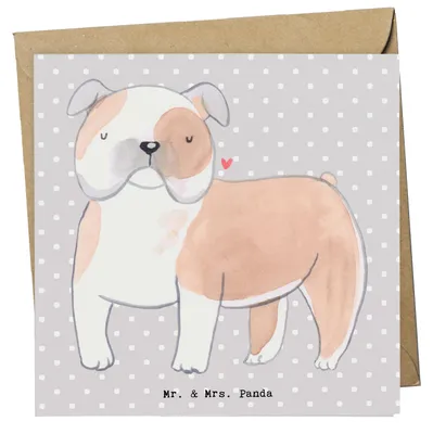 Produktbild von Mr. & Mrs. Panda doppelkarte Englische Bulldogge Lebensretter - Grau Pastell - Geschenk, Glückwunschkarte, faltkarte, anlasskarte, Klappkarte, Grußkarte
