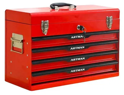 Immagine prodotto di Cassetta degli attrezzi, chiusure metalliche sicure, design compatto, rosso