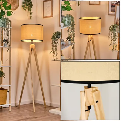 Produktbild von Tamarispa Stehlampe aus Holz/Papiergeflecht in Natur/Beige/Schwarz