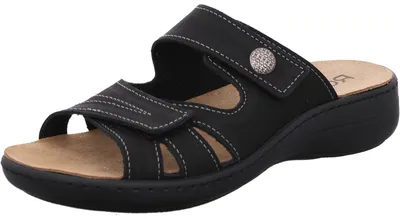 Produktbild von Rohde Damen Pantoletten Leder  Klettverschluss Clogs Imperia 6230, Größe:40 EU, Farbe:Schwarz