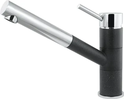 Image de Robinet de cuisine - Mitigeur monocommande haute pression - Bec extractible et pivotant - Acier inoxydable - Noir - Hauteur 21,3 cm - Raccord 3/8 pouces, MODERNO VAIANA