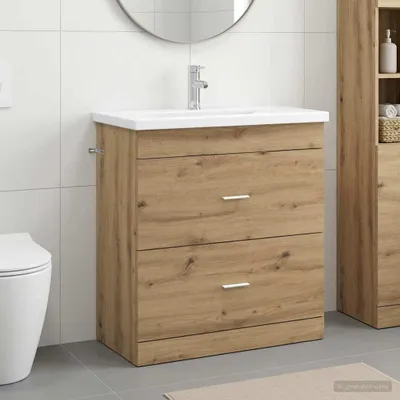 Immagine prodotto di Maison Exclusive - Set di mobili da bagno in legno effetto rovere artigianale, dimensioni 81 x 40 x 84,5 cm