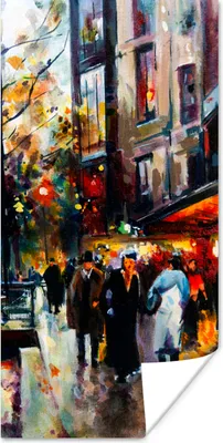 Produktbild von MuchoWow® Poster Gemälde - Stadt - Öl 60x120 cm - Wandschmuck