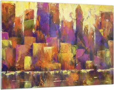 Produktbild von Bilder auf glas - Einteilig - Abstraktion Stadt Wolkenkratzer - 120x80cm - Glasbilder - Wandbilder - Bilder - Wanddekoration aus Glas - Glas Bilder - Wandbild auf Glas - GAA120x80-4294