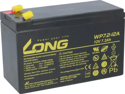 Produktbild von Kung Long WP7.2-12A VdS AGM Akku 12V 7,2Ah – F1 4,8mm