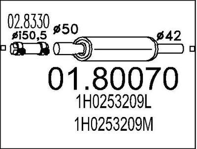 Produktbild von MTS 01.80070 Mittelschalldämpfer Schalldämpfer