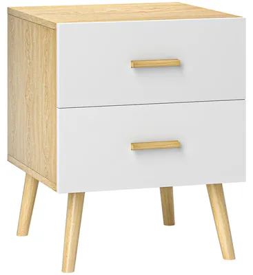 Produktbild von Nachttisch mit 2 Schubladen, moderner Stil, fš¹r Schlaf- und Wohnzimmer, 40 x 40 x 50 cm, Eiche